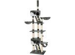 tectake® Kratzbaum, 243 bis 260 cm, mit 2 Katzenhäusern, inklusive 2 Treppen, 2 Spielbällen, Deckenspanner und Kippschutz