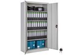 tectake® Aktenschrank, aus pulverbeschichtetem Stahl, 4 höhenverstellbare Einlegeböden, 180 x 90 x 40 cm