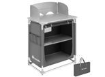 tectake® Campingküche Premium mit Aluminiumgestell und 2 Fächern, faltbar, mit 2 großen Fächern und Windschutz, 76 x 53,5 x 107 cm