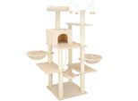 tectake® Kratzbaum, 165 cm, mit Katzenhaus, inklusive 4 Spielbällen, Kordel und Kippschutz