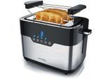 Arendo 2-Scheiben Toaster MORGEN Edelstahl, 920 W, mit extra breiten Schlitzen, Touchpanel mit LED-Anzeige, Schwarz/Silber
