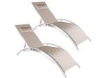 tectake® Aluminium 2er Set Gartenliege, Textilene-Gewebe, abnehmbares Kopfpolster, 180 x 59 x 50 cm
