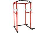 tectake® Power Rack, Klimmzug-Doppelstange, höhenverstellbare Langhantelablagen und Sicherheitsstreben, 120 x 142,5 x 215 cm