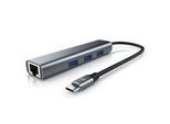 Primewire - USB C HUB mit RJ45 Ethernet - 10/100/1000 Mbit/s - Gigabit Ethernet, LAN Network Adapter - 3 x USB 3.2 Gen.1 A Ports - Notebook