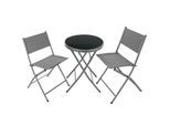 tectake® Bistro-Set, klappbar, für 2 Personen, UV-beständig, Tisch mit Sicherheitsglasplatte