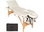 tectake® 3 Zonen Massageliege, Breite 60 cm, Polsterung 5 cm, mit Holzgestell, 210 x 95 x 84 cm