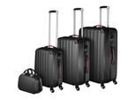 tectake® Hartschalenkoffer-Set, 4-teilig, 3 Trolleys und Beauty-Case aus robustem ABS-Kunststoff, abteilbarer Innenraum, mit Sicherheits-Zahlenschloss