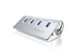 Primewire USB-Adapter 1× USB Typ A Stecker zu 4 x USB 3.2 Gen2 Buchse, 4 Port USB 3.2 Gen2 Hub Aktiv Verteiler mit Netzteil, Alugehäuse