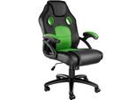 tectake® Bürostuhl, ergonomische Form, Kunstlederbezug mit Mesh-Gewebe, stufenlos höhenverstellbar