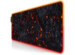 Titanwolf RGB Gaming Mauspad, Mousepad XL 800 x 300mm verbessert Präzision & Geschwindigkeit, Lavamotiv