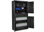 tectake® Aktenschrank, aus pulverbeschichtetem Stahl, 3 höhenverstellbare Einlegeböden, 180 x 80 x 40 cm