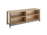 tectake® Sideboard, Industrial Style, 4 offene Fächer, 2 verstellbare Einlegeböden, 4 Kabelaussparungen, 147 x 41 x 60,5 cm