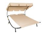 tectake® Gartenliege, für 2 Personen, 2 Transportrollen, 2 Kopfpolster, 215 x 183 x 150 cm