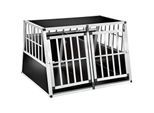 tectake® Hundetransportbox doppel, mit schräger Rückwand, verschließbare Gittertür, mit schützenden Kunststoffecken