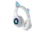 Diida Drahtloses Bluetooth-Headset, wettbewerbsfähiges Gaming-Headset Kinder-Kopfhörer (Bluetooth, Katzenohr-Headset für Mädchen, kompatibel mit Tablet/Computer/Telefon), weiß