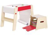 roba® Malvorlage »Maltisch-Hockerkombination, natur/rot«, (Set, 2 St.)