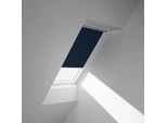 Verdunklungsrollo VELUX "DKL C06 1100SWL", blau (dunkelblau, weiß), C06, stufenlos positionierbar, Aluminium, Polyester, Rollos, weiße Führungsschienen & Griffleiste