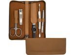 Maniküre-Etui PFEILRING, beige, Nageletuis, B/H/T: 80mm x 180mm x 35mm 5 tlg., Reißverschlussetui Nappaleder, B:80mm H:180mm T:35mm