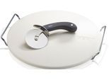 GEFU Pizzastein »+ Pizzaschneider DARIOSO«, Keramik-Edelstahl-Kunststoff, (Set, 2 St., Pizzastein mit Gestell, rund +...