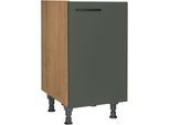 Spülenschrank NOBILIA "Easytouch", Ausrichtung wählbar, vormontiert, in den Breiten", grün (front: lacklaminat mineralgrün ultramatt, korpus: eiche sierra nachbildung), B:45cm H:87cm T:58,3cm, Schränke, Spülenschrank, 45 und 60 cm, mit höhenverstellbaren Sockelfüßen
