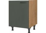 Spülenschrank NOBILIA "Easytouch", Ausrichtung wählbar, vormontiert, in den Breiten", grün (front: lacklaminat mineralgrün ultramatt, korpus: eiche sierra nachbildung), B:60cm H:87cm T:58,3cm, Schränke, Spülenschrank, 45 und 60 cm, mit höhenverstellbaren Sockelfüßen