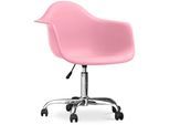 Privatefloor - Bürostuhl mit Armlehnen - Schreibtischstuhl mit Rollen - Weston Pink - Stahl, pp, Kunststoff, Metall, Nylon - Pink