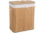 tectake® Wäschekorb, aus Bambus, herausnehmbarer Wäschesack, 2 Tragegriffe, 53 x 33,5 x 63 cm