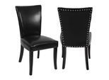 2er-Set Esszimmerstuhl Chesterfield Edinburgh, Stuhl Küchenstuhl, Nieten MVG-zertifiziert ~ Kunstleder, schwarz, helle Beine