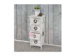 Kommode Sues, Schubladenkommode Schrank, 4 Schubladen mit Herzen 70x29x25cm, Shabby-Look, Vintage ~ weiß