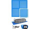 7 m² Swimming Pool Mats - 20 Protective Foam Tiles 62x62 - Outdoor Floor Pads - blau