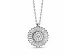 Kette mit Anhänger DKENIZ "925/- Sterling Silber rhodiniert Zirkonia Sun", weiß, Halsketten, Damen, 42cm+3cm, Silber 925 (Sterlingsilber), L: 45 B: 15,8mm, glänzend, Silberkette Ketten mit Anhänger, B:15,8mm