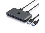 Primewire USB 3.2 Gen1 KVM Switch Umschalter - 4 Port Eingang - 2 Port Ausgang für 2 PCs - 5 Gbit/s - inkl. 2x USB Kabel - für Drucker Scanner