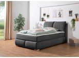 Boxspringbett HOME AFFAIRE "Breitenthal", grau (anthrazit), B:152cm L:222cm, Komplettbetten, Boxspringbett, abnehmbare Rückenkissen mit Klettband