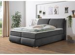 Boxspringbett HOME AFFAIRE "Breitenthal", grau (anthrazit), B:172cm L:222cm, Komplettbetten, Boxspringbett, abnehmbare Rückenkissen mit Klettband
