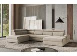 Wohnlandschaft SIT & MORE "U-Form", beige (sand), B:345cm H:79cm T:213cm, 100% Polyester, Sofas, Wohnlandschaft, mit verstellbaren Kopfteilen, wahlweise mit Bettfunktion