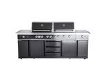 Voll-Edelstahl Außenküche ALL'GRILL EXTREM BLACK-Line Steakzone® mit 34,7 kW Leistung, 6-flammig, inkl. Seitenkocher und Air System