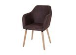 Esszimmerstuhl Vaasa T381, Stuhl Küchenstuhl, Retro 50er Jahre Design ~ Textil, vintage dunkelbraun, helle Beine