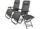 deluxe4home® Liegestühle mit Klapptisch faltbar mit gepolsterter Kopflehne