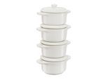 Staub Ceramique Cocotte Set 4-tlg, rund, Elfenbein-Weiß, Keramik