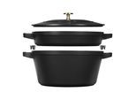 Staub Stackable Set Kochtopfset 2-tlg, rund, Schwarz, Gusseisen