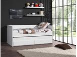Einzelbett VIPACK, weiß, B:98cm H:88cm L:98cm, Betten, Funktionelles Kojenbett mit 2 Liegeflächen à 90 x 200 cm, 2 Schubladen