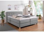 Boxspringbett HOME AFFAIRE "Fargo", grau (hellgrau), B:213cm L:227cm, Struktur fein (100% Polyester);Samtstoff (100% Polyester), Komplettbetten, Boxspringbett, in Überlänge 220 cm, mit Topper, 3 Ausführungen, 4, Breiten