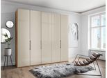 Falttürenschrank WIEMANN "Monaco", braun (bianco, eiche, nachbildung, glas champagner), B:246,3cm H:216cm T:58cm, Floatglas, Holzwerkstoff, Schränke, Kleiderschrank Drehtürenschrank, mit Glasfront sowie hochwertige Beschläge