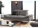 2,5-Sitzer W.SCHILLIG "enjoy&MORE", grau (grau r66), B:232cm H:87cm T:110cm, Chenille-Flachgewebe R66 (85% Polyester, 15% Nylon);Longlife Xtra-Leder Z59: Glattleder mit modischer Prägung. Hautstärke 0, 9 - 1, 1 mm;Stoff S37 (100% Polyester), Sofas, mit Sitztiefenverstellung, Füße Chrom glänzend, Breite 232 cm