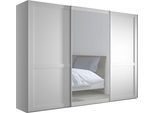 Schwebetürenschrank WIEMANN "Göteborg", weiß (weiß, kristallspiegel), B:295,2cm H:220cm T:67cm, Glas, Holzwerkstoff, Schränke, Schwebetürenschrank, Querriegel und Griffleisten im Korpusfarbton, inkl. Spiegel