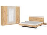 Schlafzimmer-Set RAUCH "Monza", braun (eiche artisan, champagner), Bett 180x200cm + ohne Matratze, B/H: 180cm x 200cm, Bett 180x200cm, Holzwerkstoff, Schlafzimmermöbel-Sets, mit Drehtürenschrank Breite 226 cm, Bettanlage in 2 Breiten
