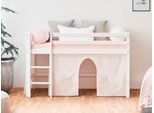 Hochbett HOPPEKIDS "«Winter Wonderland»", weiß (weiß, rosa), B:81cm H:105cm L:168cm, Kiefer massiv, Hochbetten, Hochbett, 70x160, umbaubar mit Vorhang-Set Winter