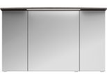 Badezimmerspiegelschrank SAPHIR "Serie 4010 Badezimmer-Spiegelschrank inkl. LED-Beleuchtung im Kranz", grau (graphit struktur quer nachbildung), B:122cm H:71,9cm T:26,5cm, Holzwerkstoff, Schränke, Badschrank 122 cm breit, 3 Türen, 6 Glas-Einlegeböden, inkl Türdämpfer