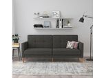 3-Sitzer DOREL HOME "Lilly", grau (anthrazit), B:207cm H:82cm T:82cm, Webstoff 100% Polyester, Sofas, Bett-Funktion, Rückenlehne 3-fach verstellbar, Sitzhöhe 43 cm