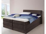 Boxspringbett HAPO, braun, Liegefläche B/L: 180cm x 200cm, kein Härtegrad, 7-Zonen-Tonnentaschen-Federkernmatratze, Kopfteil, seitliche Unterbox und Obermatratze sind mit pflegeleichtem Feinstrukturstoff in Leinenoptik (100% Polyester) bezogen;Die Oberseite der Unterfederung und die Ober- und Unterseite der Obermatratze sind jeweils mit einem rutschhemmenden Stoff aus 100% Polyester bespannt., Kom